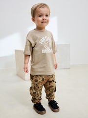 Khaki Camo Dino Print Lined Cargo Trousers (3mths-7yrs) - Image 2 of 10