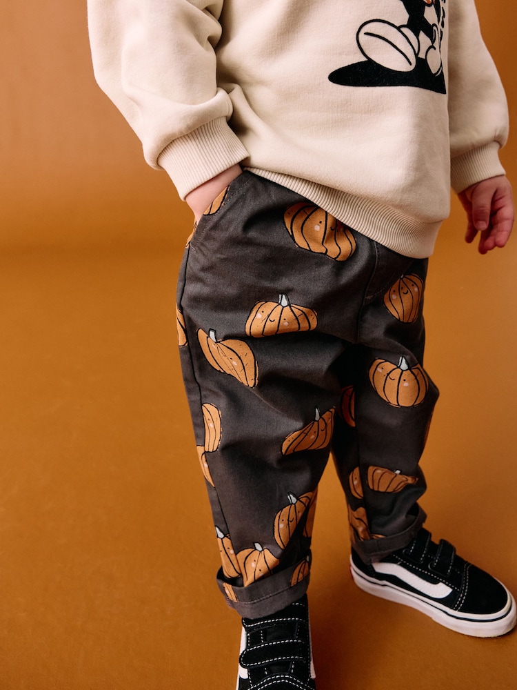 Neutral Pumpkin Print Pull On Wide Trousers (3mths-7yrs) - Image 1 of 7