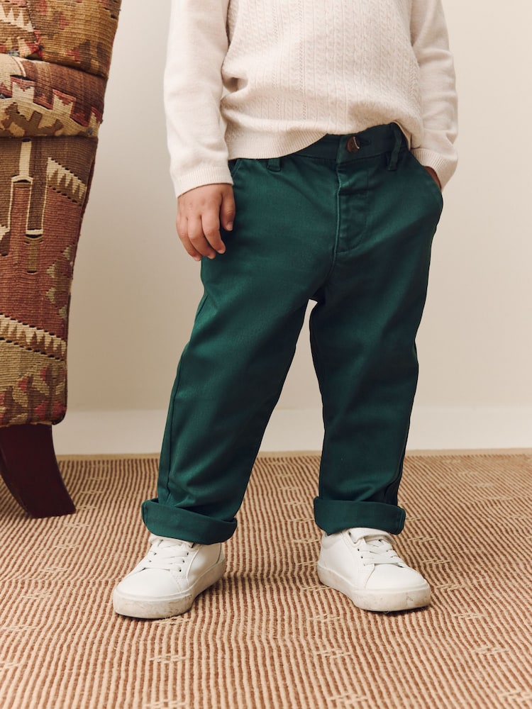 Green Stretch Chino Trousers (3mths-7yrs) - Image 1 of 3
