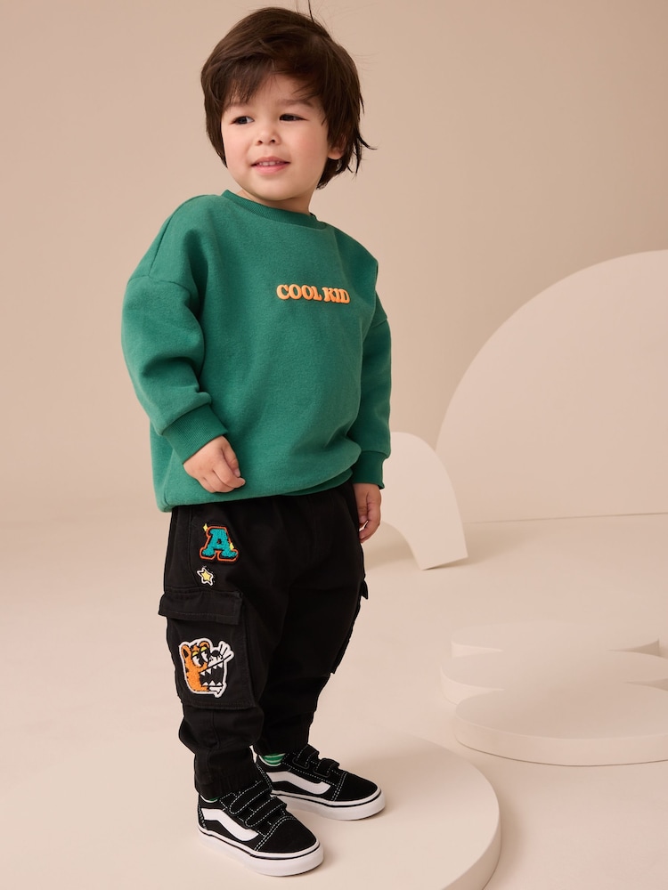 Black Varsity Cargo Trousers (3mths-7yrs) - Image 2 of 9