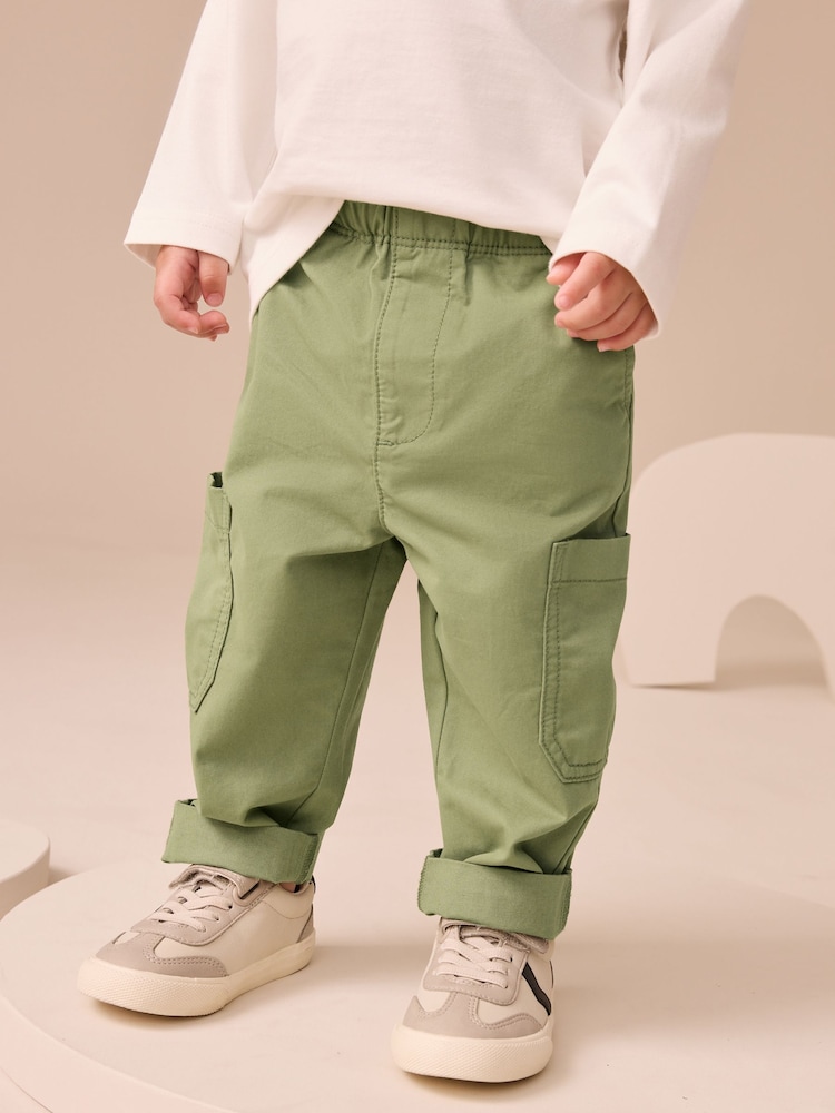 Sage Green Side Pocket Pull On Trousers (3mths-7yrs) - Image 1 of 8