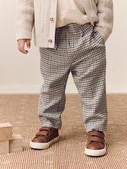 Neutral/Blue Check - Pull On Smart Trousers (3mths-7yrs) - Bild 1 von 8