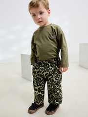 Green Leopard Print Pull On Wide Trousers (3mths-7yrs) - Image 2 of 12