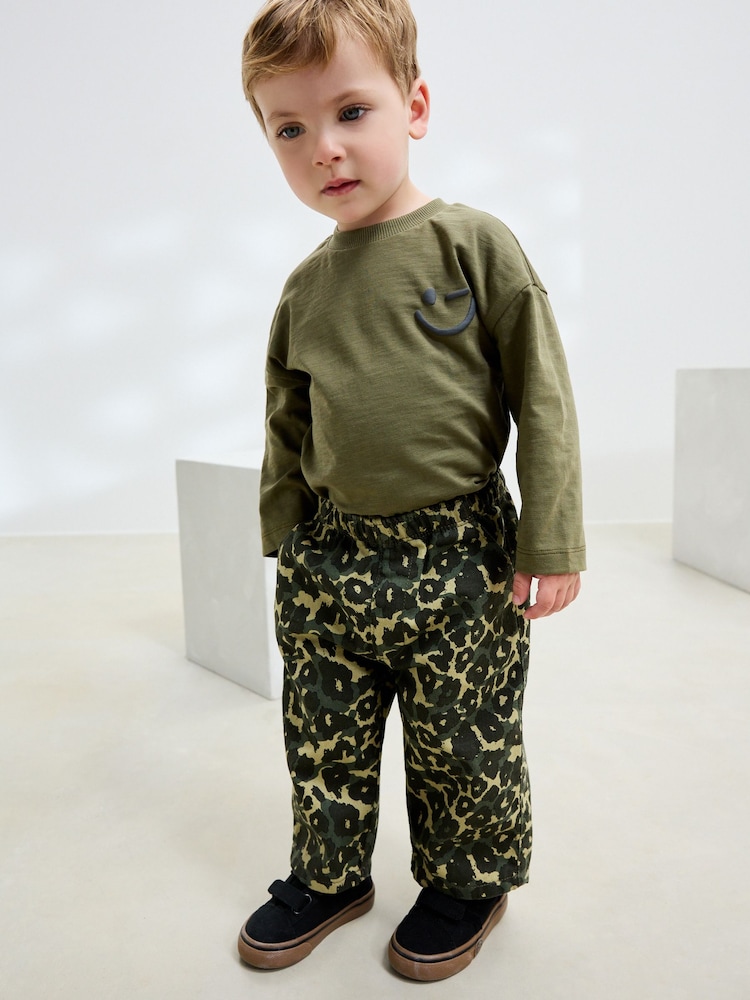 Green Leopard Print Pull On Wide Trousers (3mths-7yrs) - Image 2 of 12