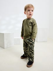 Green Leopard Print Pull On Wide Trousers (3mths-7yrs) - Image 3 of 12