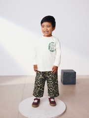 Green Leopard Print Pull On Wide Trousers (3mths-7yrs) - Image 4 of 12