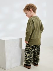 Green Leopard Print Pull On Wide Trousers (3mths-7yrs) - Image 5 of 12