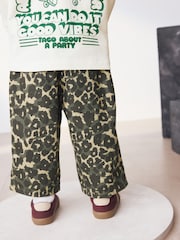 Green Leopard Print Pull On Wide Trousers (3mths-7yrs) - Image 7 of 12