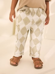 Neutral Harlequin Side Pocket 100% Cotton Pull On Trousers (3mths-7yrs) - Image 1 of 9