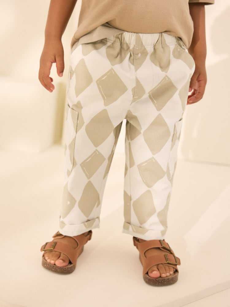 Neutral Harlequin Side Pocket 100% Cotton Pull On Trousers (3mths-7yrs) - Image 1 of 9
