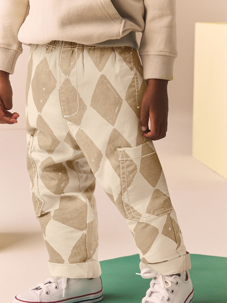 Neutral Cream Check Side Pocket Pull On Trousers (3mths-7yrs) - Image 1 of 6 Neutral Cream Check Side Pocket Pull On Trousers (3mths-7yrs) - Image 1 of 6