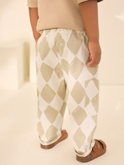 Neutral Harlequin Side Pocket 100% Cotton Pull On Trousers (3mths-7yrs) - Image 2 of 9