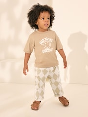 Neutral Harlequin Side Pocket 100% Cotton Pull On Trousers (3mths-7yrs) - Image 4 of 9