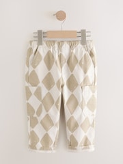 Neutral Harlequin Side Pocket 100% Cotton Pull On Trousers (3mths-7yrs) - Image 6 of 9