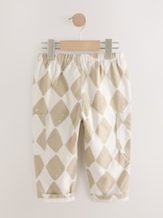 Neutral Harlequin Side Pocket 100% Cotton Pull On Trousers (3mths-7yrs) - Image 7 of 9