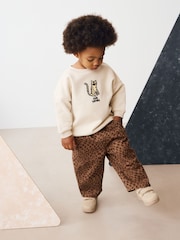 Tan Leopard Print Pull On Wide Trousers (3mths-7yrs) - Image 1 of 8