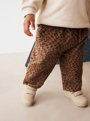 Tan Leopard Print Pull On Wide Trousers (3mths-7yrs) - Image 4 of 8