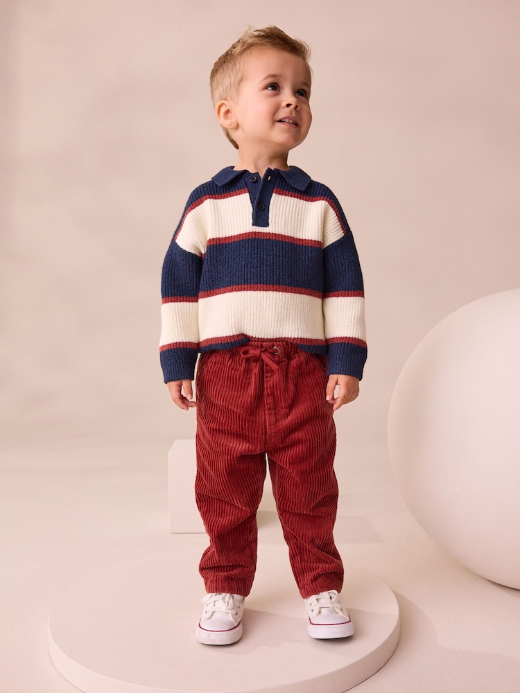 Dark Red Corduroy Pull On Trousers (3mths-7yrs) - Image 2 of 8 Dark Red Corduroy Pull On Trousers (3mths-7yrs) - Image 2 of 8