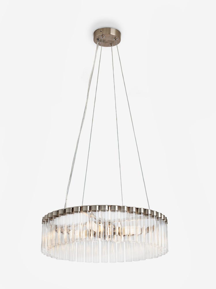 Sosandar Silver Glass Cylindar Pendant Light - Image 1 of 4
