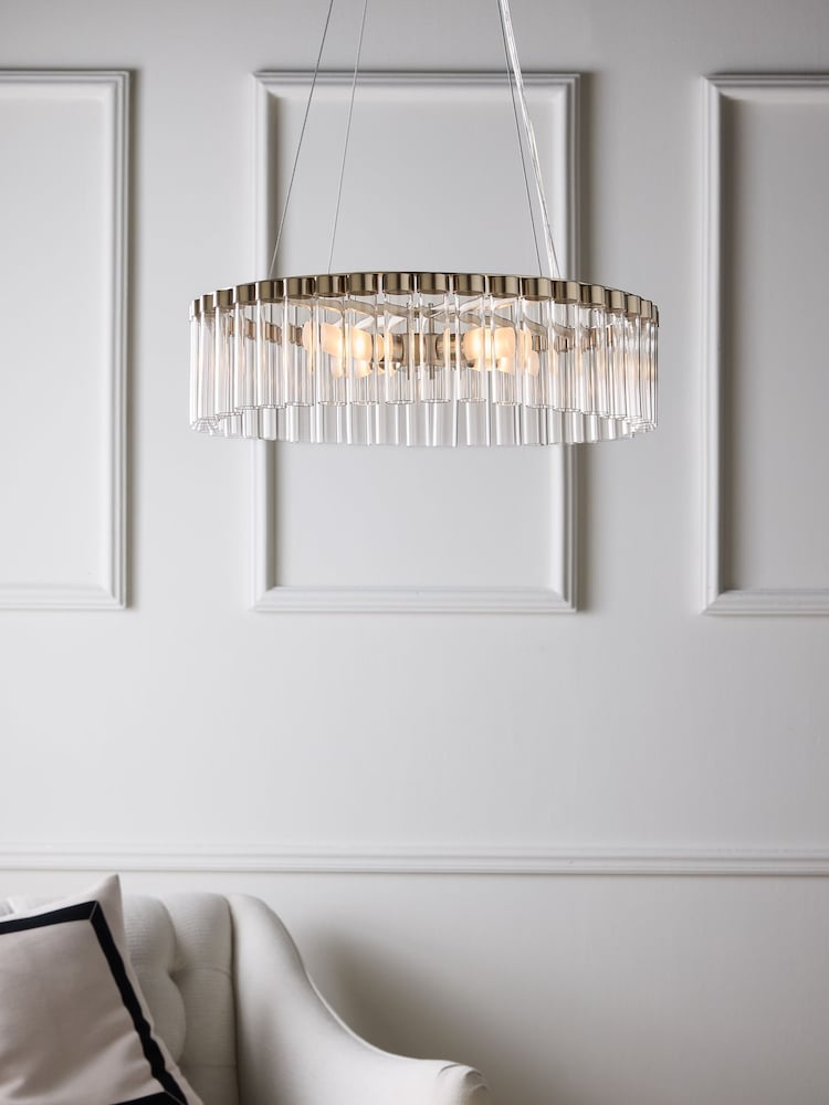 Sosandar Silver Glass Cylindar Pendant Light - Image 2 of 4
