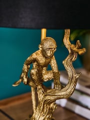 Clarke and Clarke Black/Gold Monkey Business Table Lamp - Image 3 of 4