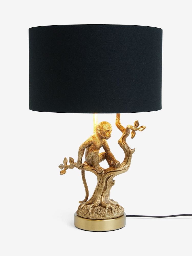 Clarke and Clarke Black/Gold Monkey Business Table Lamp - Image 4 of 4