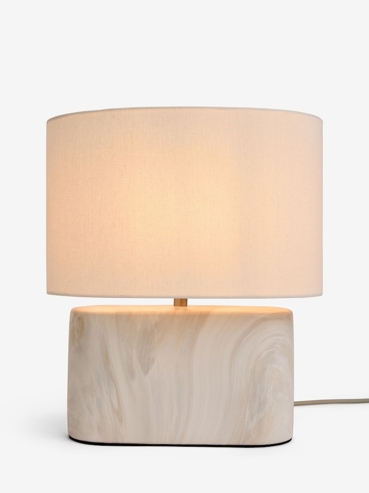 Sosandar White/Cream Marble Effect Ceramic Table Lamp - Image 1 of 2