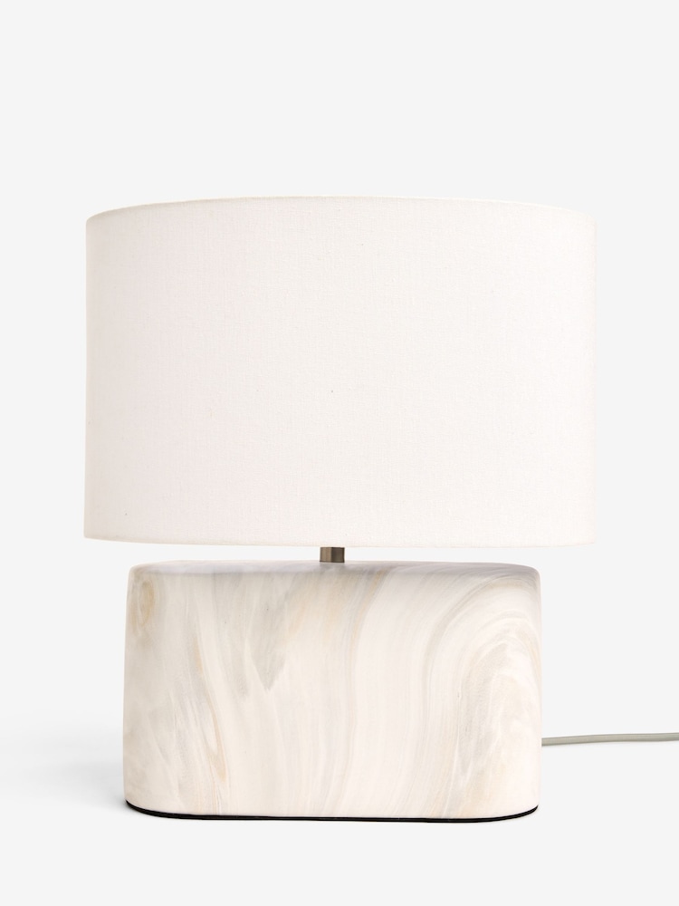 Sosandar White/Cream Marble Effect Ceramic Table Lamp - Image 2 of 2
