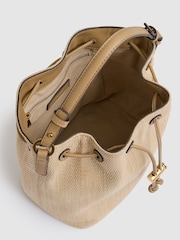 Reiss Natural Evie Raffia Drawcord Bucket Bag - Image 3 of 5