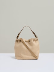 Reiss Natural Evie Raffia Drawcord Bucket Bag - Image 4 of 5