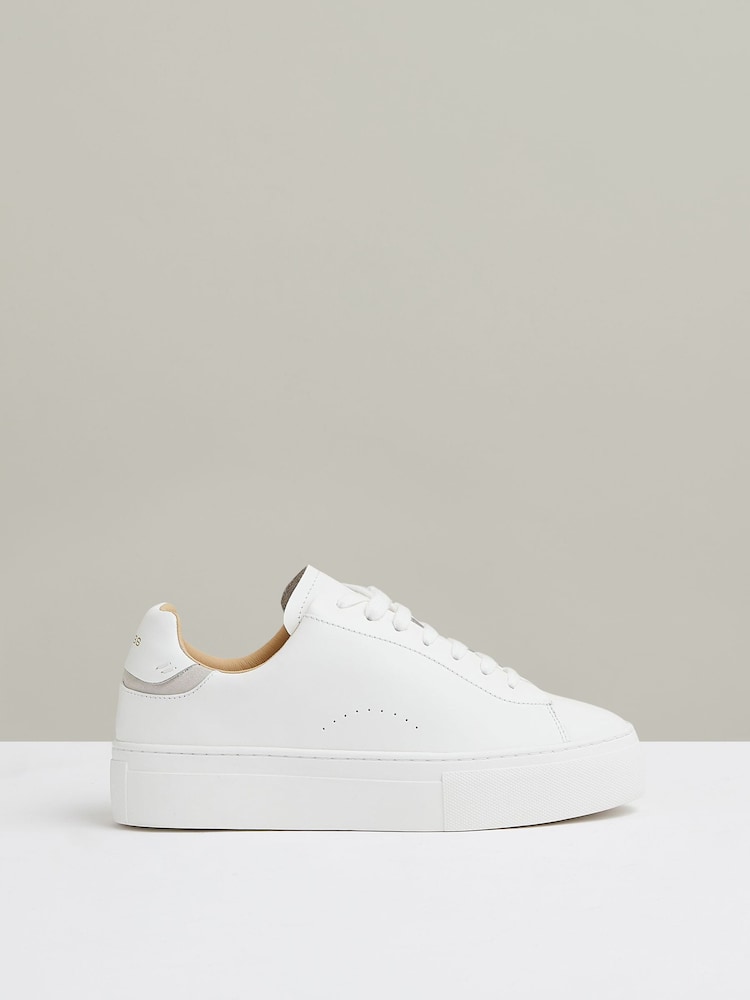 Reiss White Francesca Leather Low-Top Trainers - Image 1 of 5