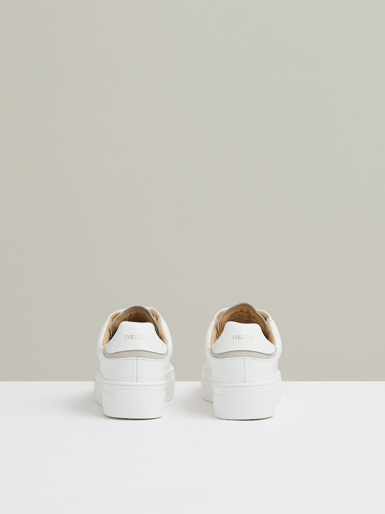 Reiss White Francesca Leather Low-Top Trainers - Image 5 of 5