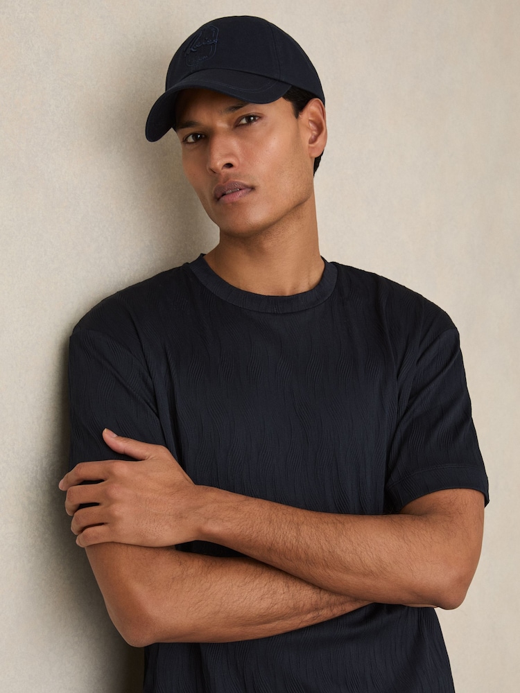 Reiss Washed Navy Elias Cotton Logo-Embroidered Baseball Cap - Image 2 of 5