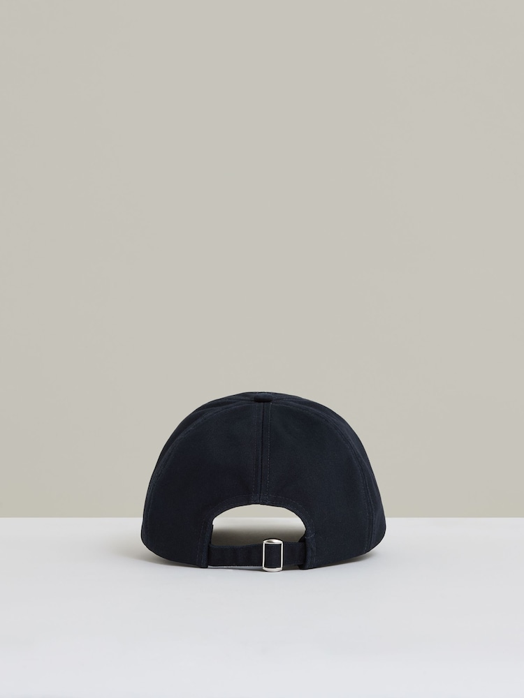 Bleu marine délavé - Casquette de baseball Reiss Elias en coton avec logo brodé - Image 4 of 5