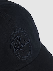 Reiss Washed Navy Elias Cotton Logo-Embroidered Baseball Cap - Image 5 of 5