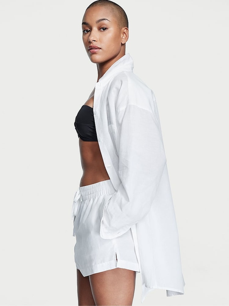 Victoria's Secret White Linen Oversized Cover Up Shirt - Image 2 of 3