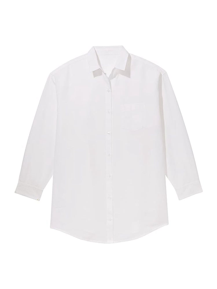 Victoria's Secret White Linen Oversized Cover Up Shirt - Image 3 of 3