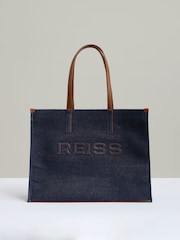 Reiss Blue Lola Canvas Logo Tote - Image 1 of 5
