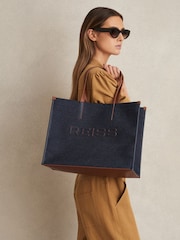 Reiss Blue Lola Canvas Logo Tote - Image 2 of 5