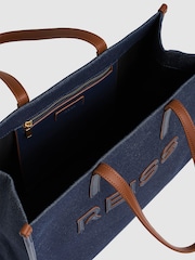 Reiss Blue Lola Canvas Logo Tote - Image 3 of 5