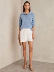 Reiss Blue Ava Wool-Cashmere Open-Neck Jumper - Image 3 of 7