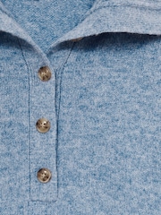 Reiss Blue Ava Wool-Cashmere Open-Neck Jumper - Image 7 of 7