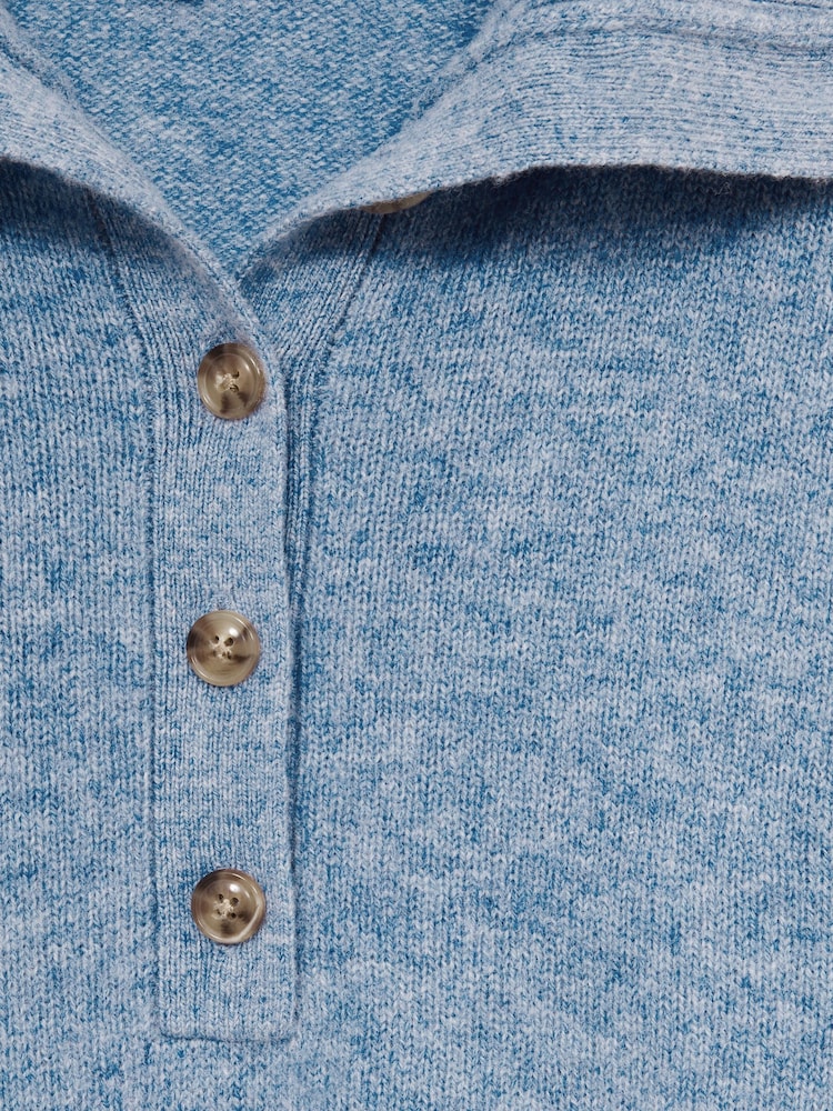Reiss Blue Ava Wool-Cashmere Open-Neck Jumper - Image 7 of 7