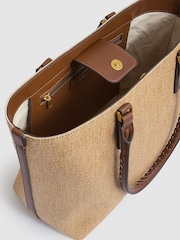 Reiss Tan Noelle Raffia Braided Strap Tote Bag - Image 5 of 6