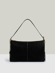 Reiss Black Vada Suede And Leather Shoulder Bag - Image 1 of 6
