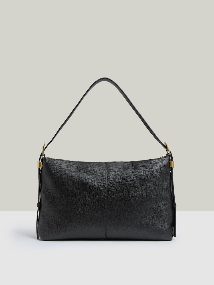 Reiss Black Vada Suede And Leather Shoulder Bag - Image 5 of 6