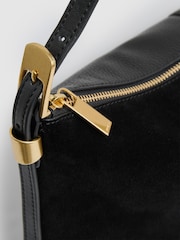 Reiss Black Vada Suede And Leather Shoulder Bag - Image 6 of 6