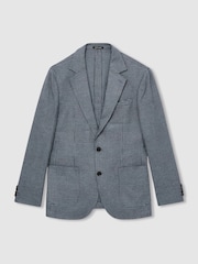 Reiss Blue Gould Regular-Fit Single-Breasted Check Blazer - Image 2 of 8