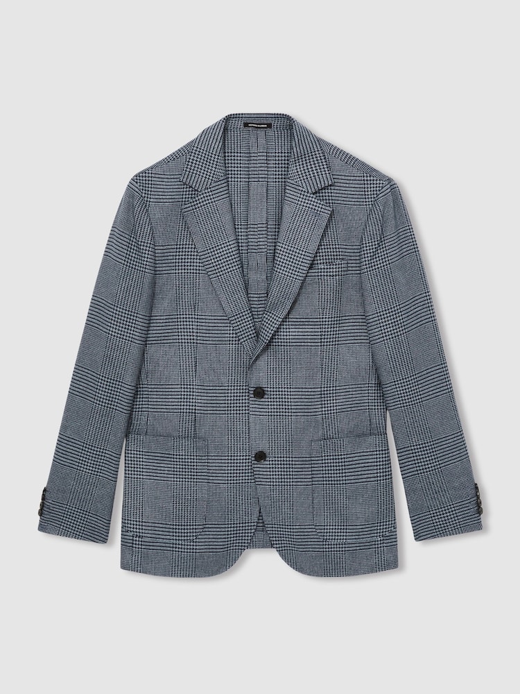 Reiss Blue Gould Regular-Fit Single-Breasted Check Blazer - Image 2 of 8