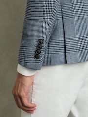 Reiss Blue Gould Regular-Fit Single-Breasted Check Blazer - Image 6 of 8